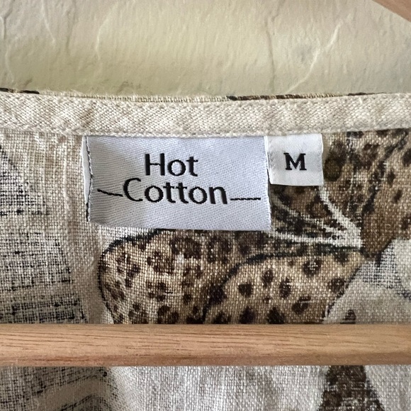 Hot Cotton Leopard Print linen Top - Picture 2 of 5